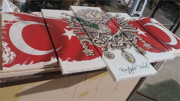 Türk Bayrağı Osmanlı Arması Tuğra Kanvas Tablo