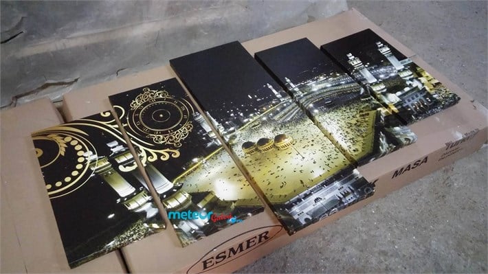 Mekke Kabe  Saatli Kanvas Tablo