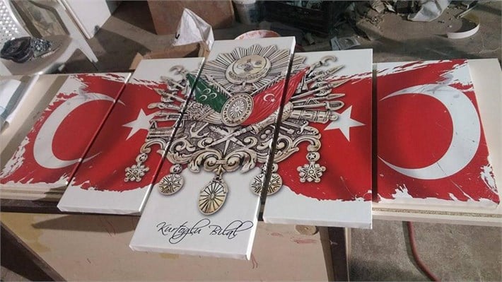 Türk Bayrağı Osmanlı Arması Tuğra Kanvas Tablo