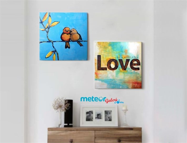 Cute Love Painting Romantik Kanvas Tablo