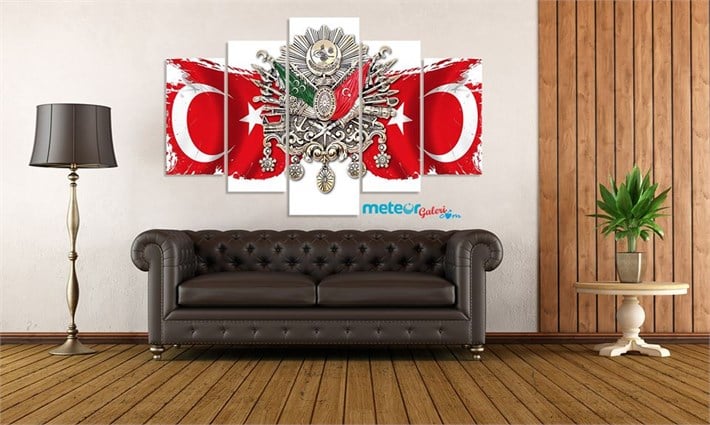 Türk Bayrağı Osmanlı Arması Tuğra Kanvas Tablo