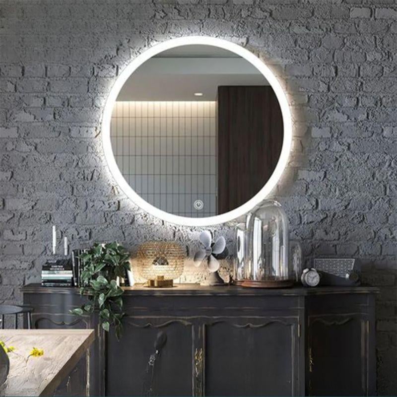 Akıllı Yuvarlak Dokunmatik LED Ayna, Aydınlatmalı Duvara Monte Banyo Aynası, Buğu Önleyici (İsteğe Bağlı/İhtiyaç Üzerine) ve Dimmer Dokunmatik Anahtarlı Ayna, Su Geçirmez Yuvarlak Aydınlatmalı Makyaj Aynası