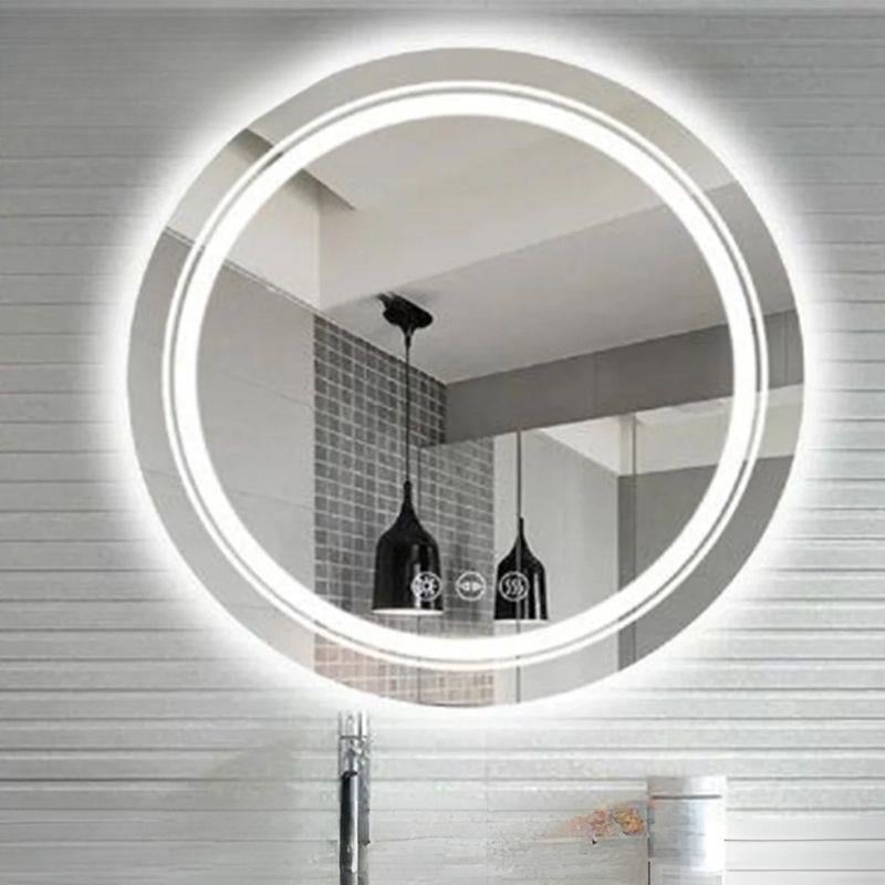 Akıllı Yuvarlak Dokunmatik LED Ayna, Aydınlatmalı Duvara Monte Banyo Aynası, Buğu Önleyici (İsteğe Bağlı/İhtiyaç Halinde) ve Dimmer Dokunmatik Anahtarlı Ayna, Su Geçirmez Yuvarlak Aydınlatmalı Makyaj Aynası
