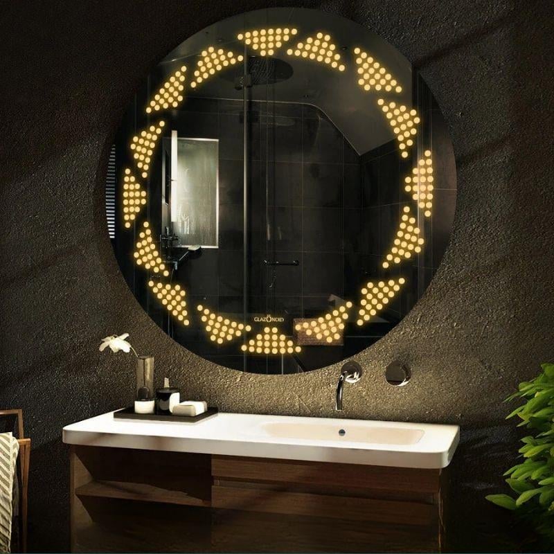 Akıllı Yuvarlak Dokunmatik LED Ayna, Aydınlatmalı Duvara Monte Banyo Aynası, Buğu Önleyici (İsteğe Bağlı/İhtiyaç Halinde) ve Dimmer Dokunmatik Anahtarlı Ayna, Su Geçirmez Yuvarlak Aydınlatmalı Makyaj Aynası
