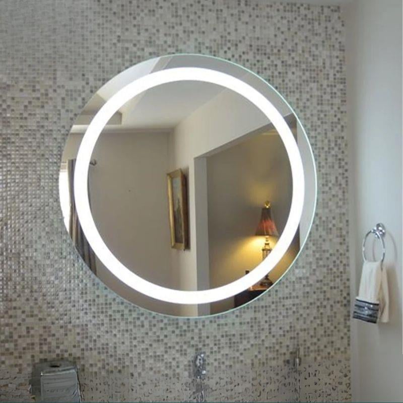 Akıllı Yuvarlak Dokunmatik LED Ayna, Aydınlatmalı Duvara Monte Banyo Aynası, Buğu Önleyici (İsteğe Bağlı/İhtiyaç Halinde) ve Dimmer Dokunmatik Anahtarlı Ayna, Su Geçirmez Yuvarlak Aydınlatmalı Makyaj Aynası