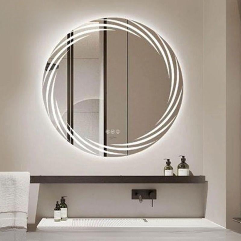 Akıllı Yuvarlak Dokunmatik LED Ayna, Aydınlatmalı Duvara Monte Banyo Aynası, Buğu Önleyici (İsteğe Bağlı/İhtiyaç Halinde) ve Dimmer Dokunmatik Anahtarlı Ayna, Su Geçirmez Yuvarlak Aydınlatmalı Makyaj Aynası