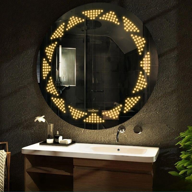 Akıllı Yuvarlak Dokunmatik LED Ayna, Aydınlatmalı Duvara Monte Banyo Aynası, Buğu Önleyici (İsteğe Bağlı/İhtiyaç Halinde) ve Dimmer Dokunmatik Anahtarlı Ayna, Su Geçirmez Yuvarlak Aydınlatmalı Makyaj Aynası