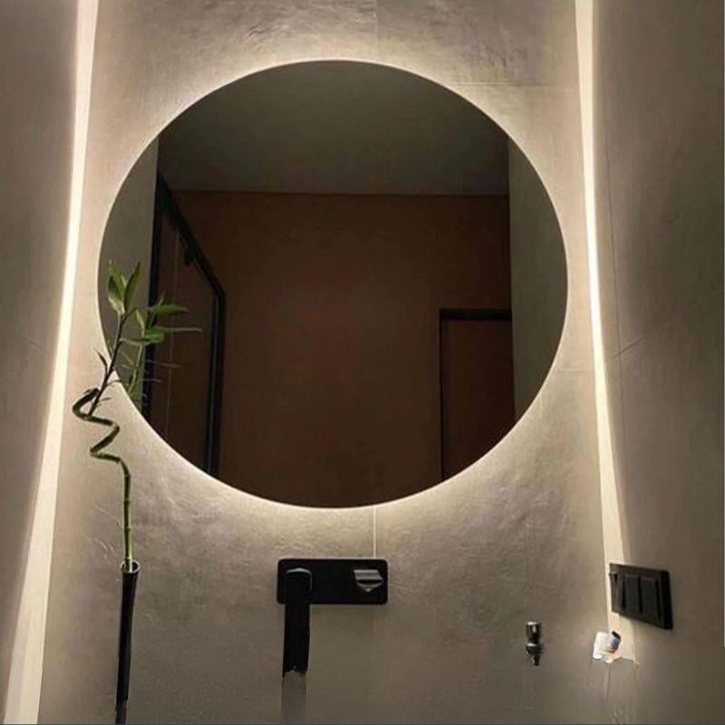 Akıllı Yuvarlak Dokunmatik LED Ayna, Aydınlatmalı Duvara Monte Banyo Aynası, Buğu Önleyici (İsteğe Bağlı/İhtiyaç Halinde) ve Dimmer Dokunmatik Anahtarlı Ayna, Su Geçirmez Yuvarlak Aydınlatmalı Makyaj Aynası