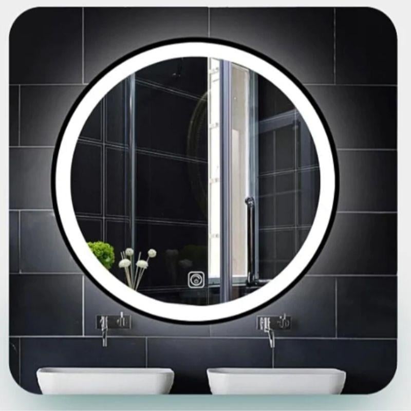 Akıllı Yuvarlak Dokunmatik LED Ayna, Aydınlatmalı Duvara Monte Banyo Aynası, Buğu Önleyici (İsteğe Bağlı/İhtiyaç Üzerine) ve Dimmer Dokunmatik Anahtarlı Ayna, Su Geçirmez Yuvarlak Aydınlatmalı Makyaj Aynası