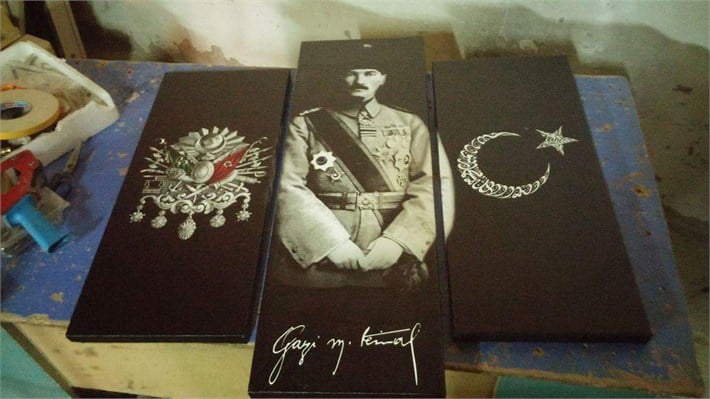 Atatürk Osmanlı Arması ve Tuğra Kanvas Tablo