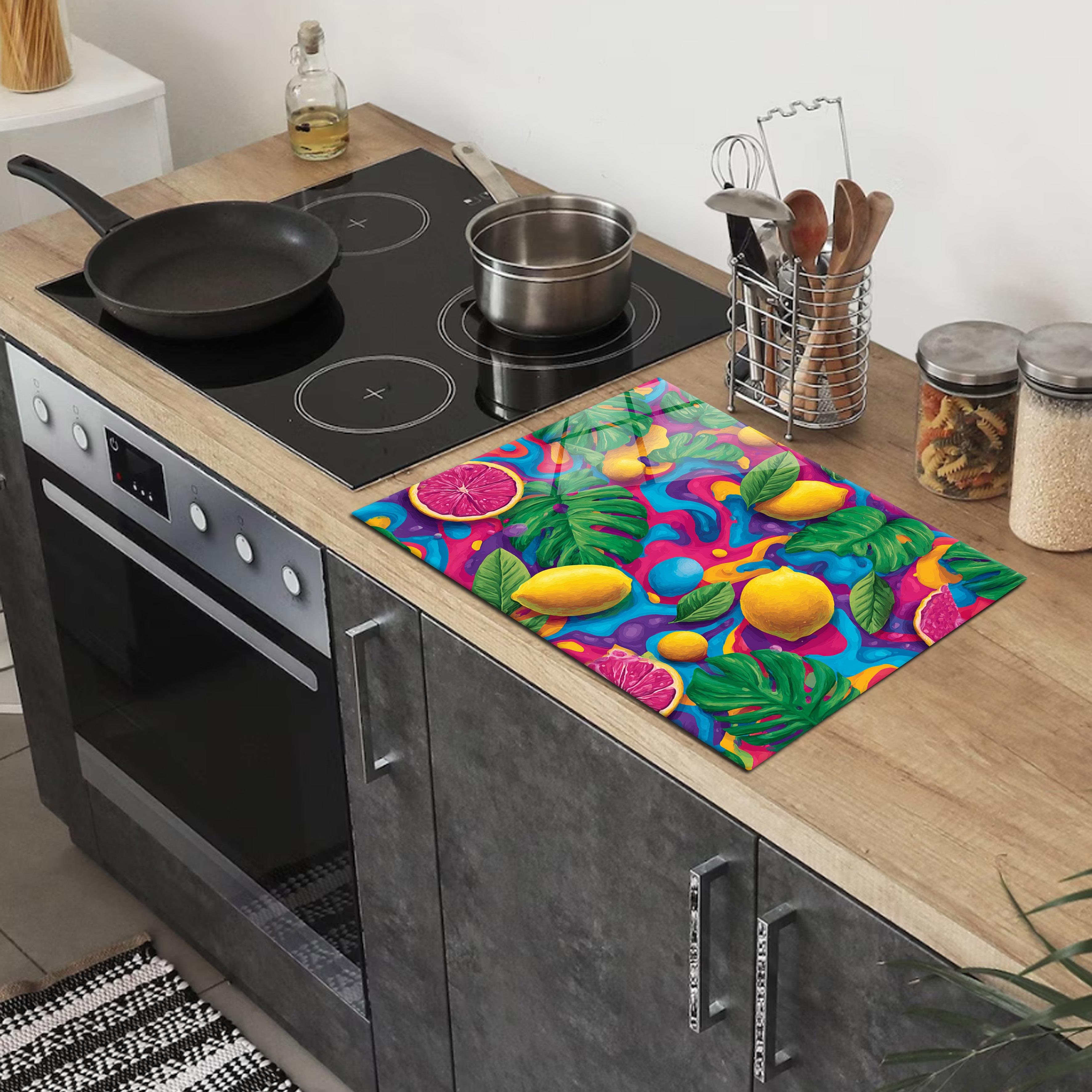 Canlı Tropikal Desenli Temperli Cam Kesme Tahtası 20x30 cm | Hijyenik ve Dayanıklı Mutfak Aksesuarı