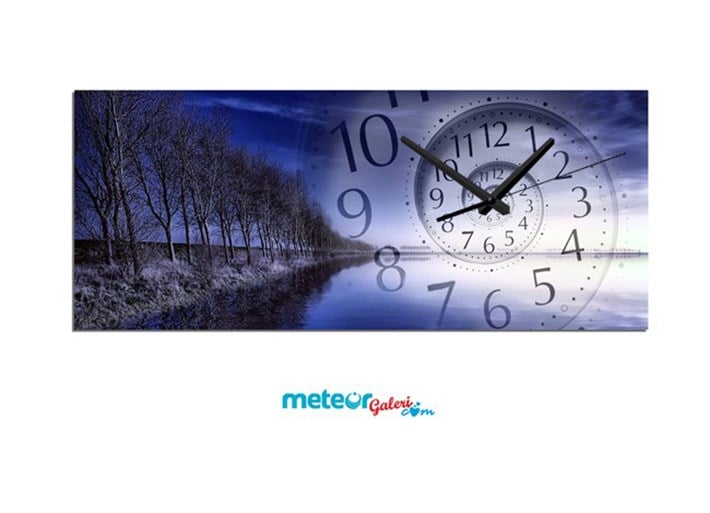 Mavi Göldeki Sıralı Ağaçlar Kanvas Tablo