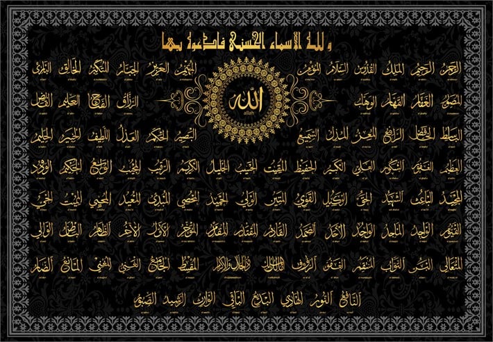 Esmaül Hüsna Allah ın 99 Adı Kanvas Tablo