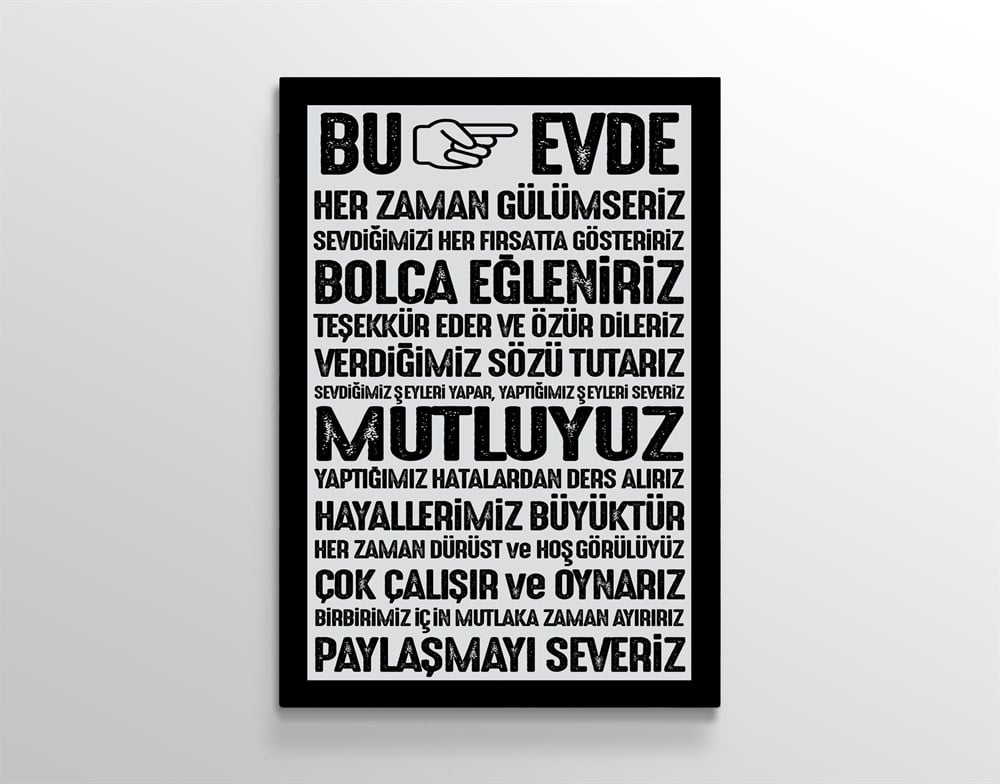 Ev ve Aile Kuralları Yazılı Kanvas Tablo