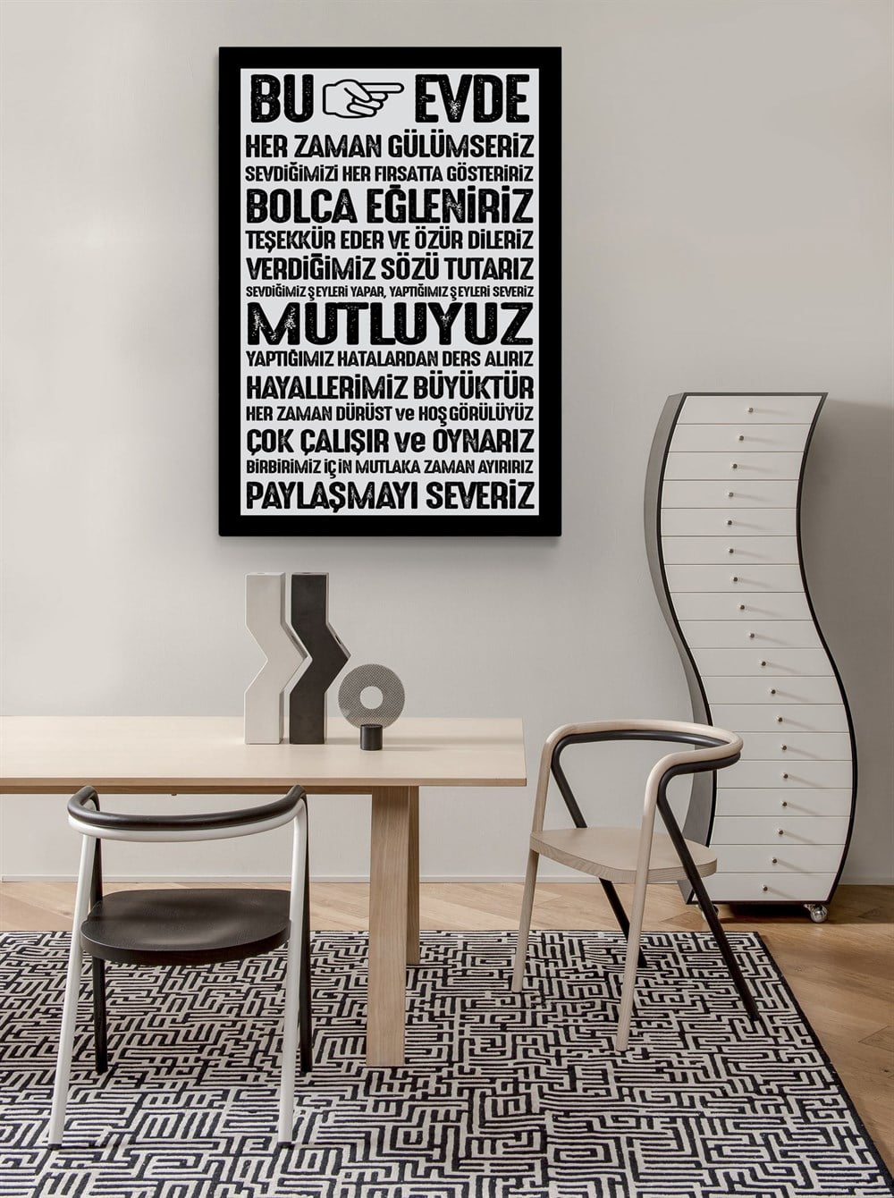 Ev ve Aile Kuralları Yazılı Kanvas Tablo