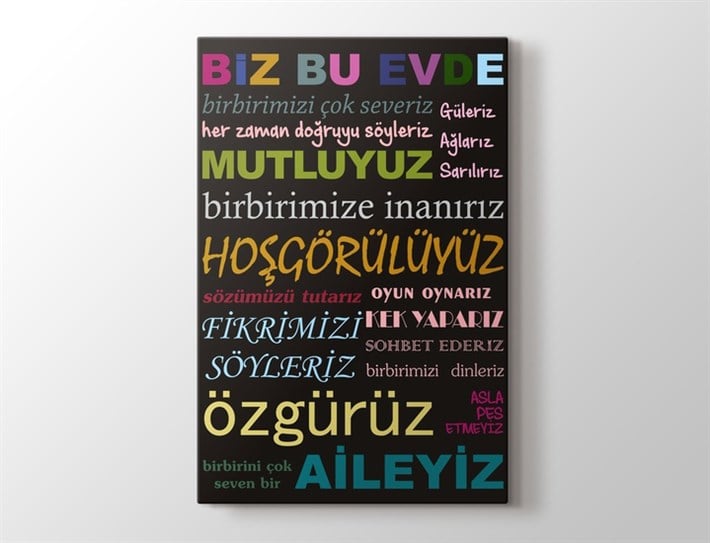 Güzel Sözler İçeren Aile Kanvas Tablosu
