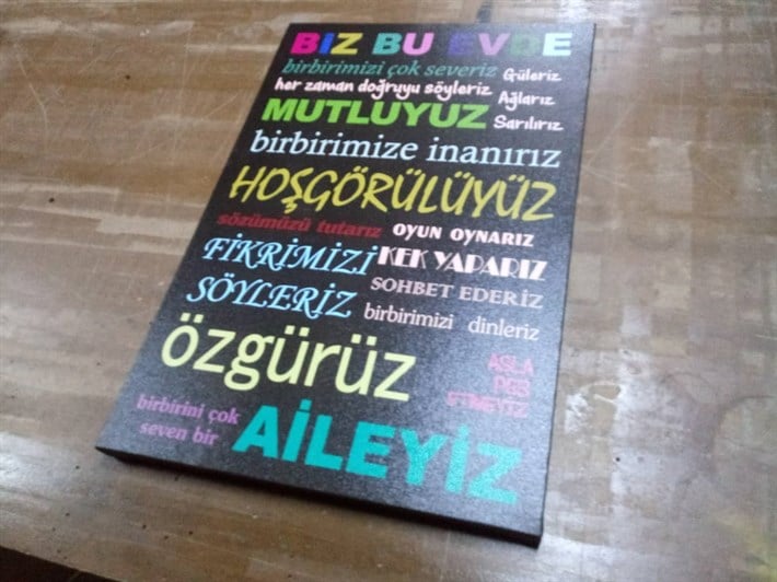Güzel Sözler İçeren Aile Kanvas Tablosu