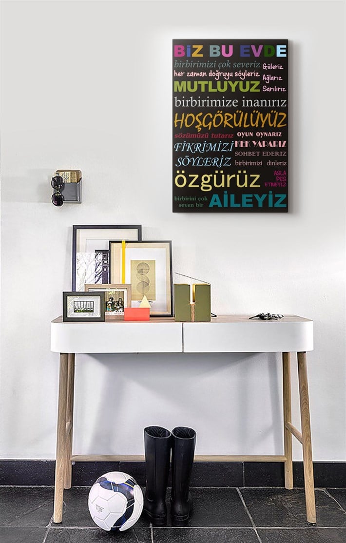 Güzel Sözler İçeren Aile Kanvas Tablosu
