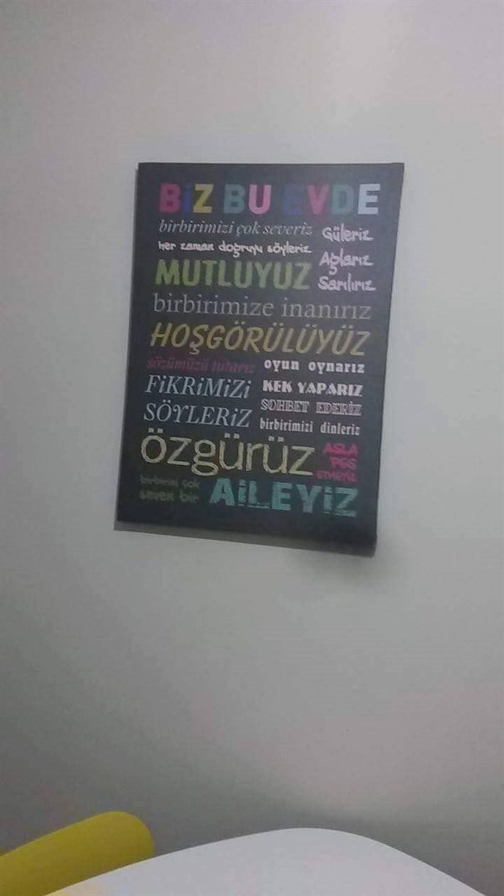Güzel Sözler İçeren Aile Kanvas Tablosu