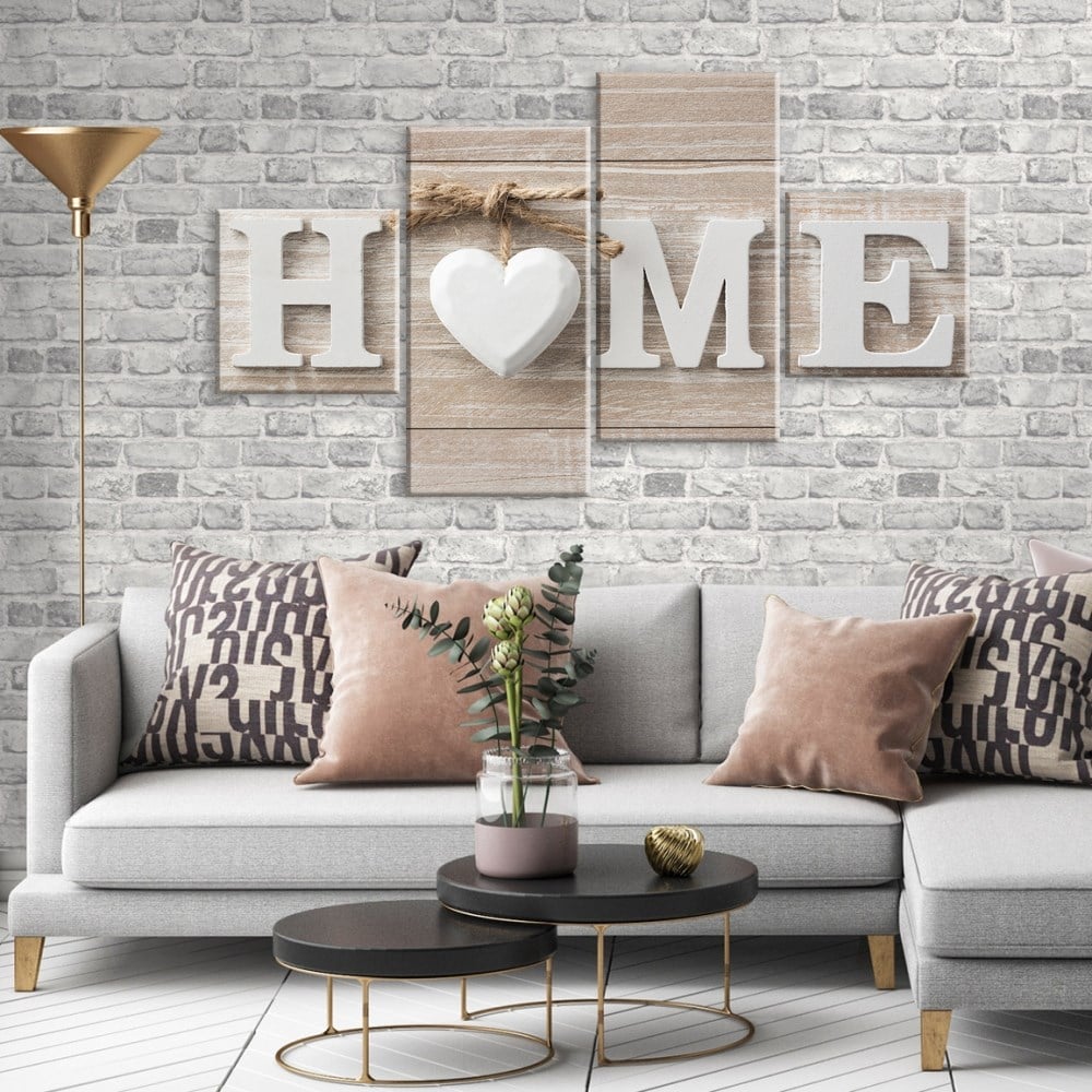 Home Yazılı Kalpli Kanvas Tablo