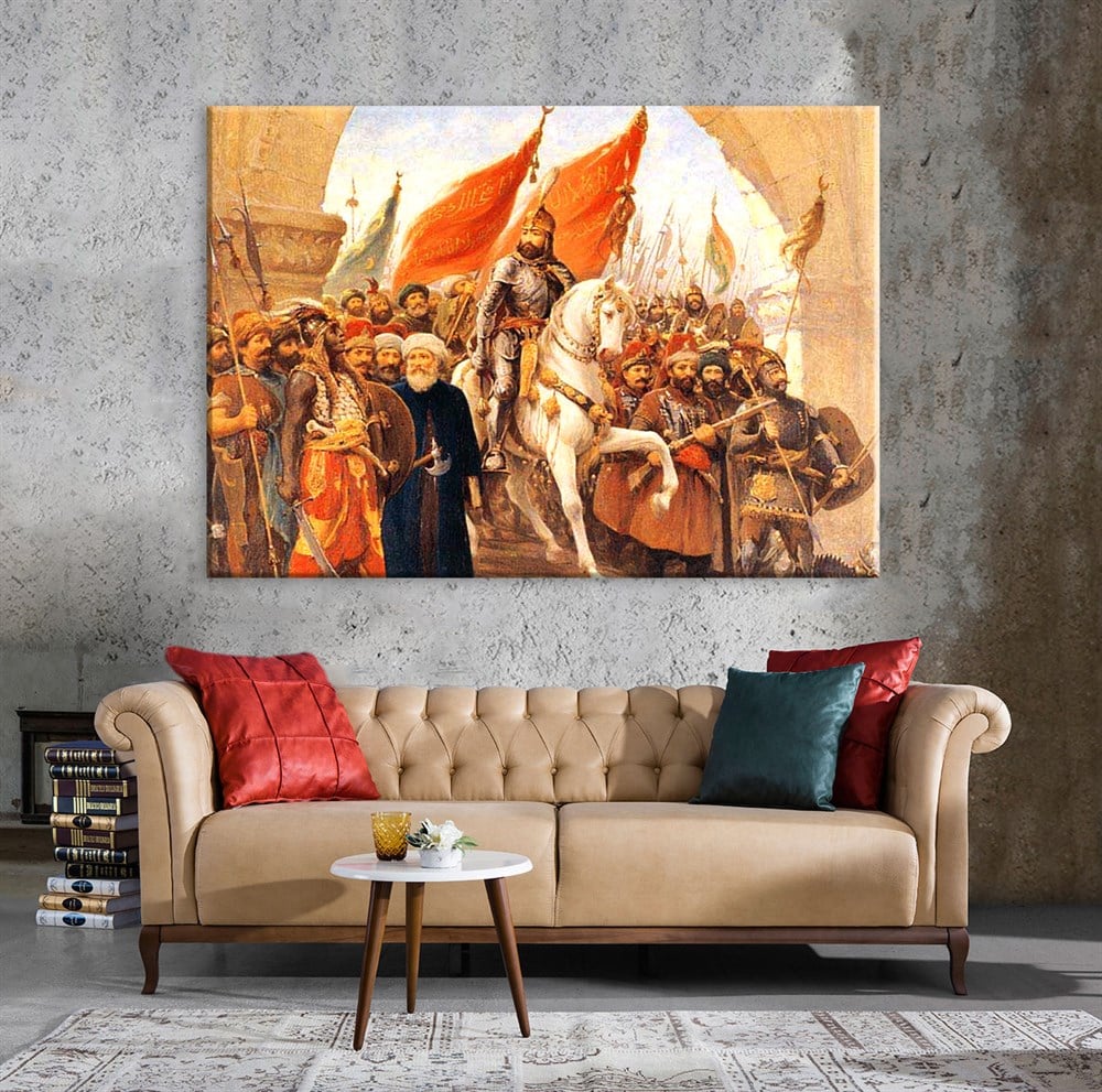 İstabulun Fethi Fatih Fultan Mehmet 1453 Tek Parça Kanvas Tablo