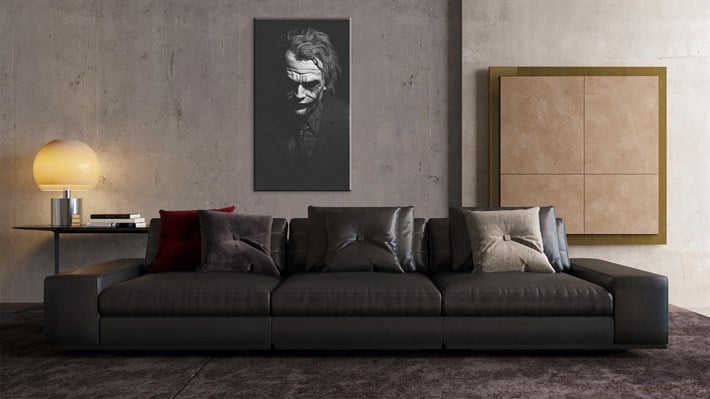 Joker Siyah Beyaz Tek Parça Kanvas Tablo