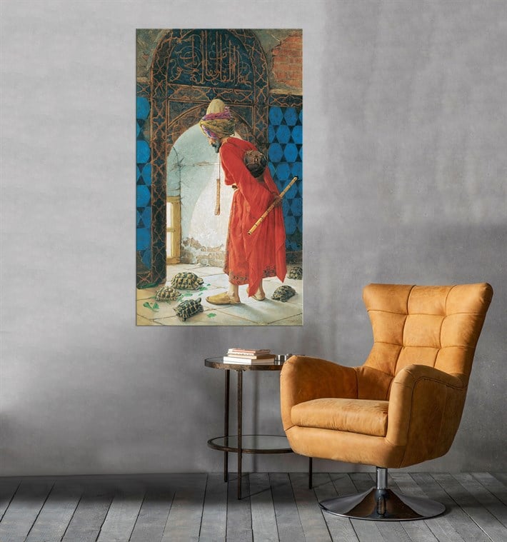 Kaplumbağa Terbiyecisi Osman Hamdi Bey Eseri Kanvas Tablo