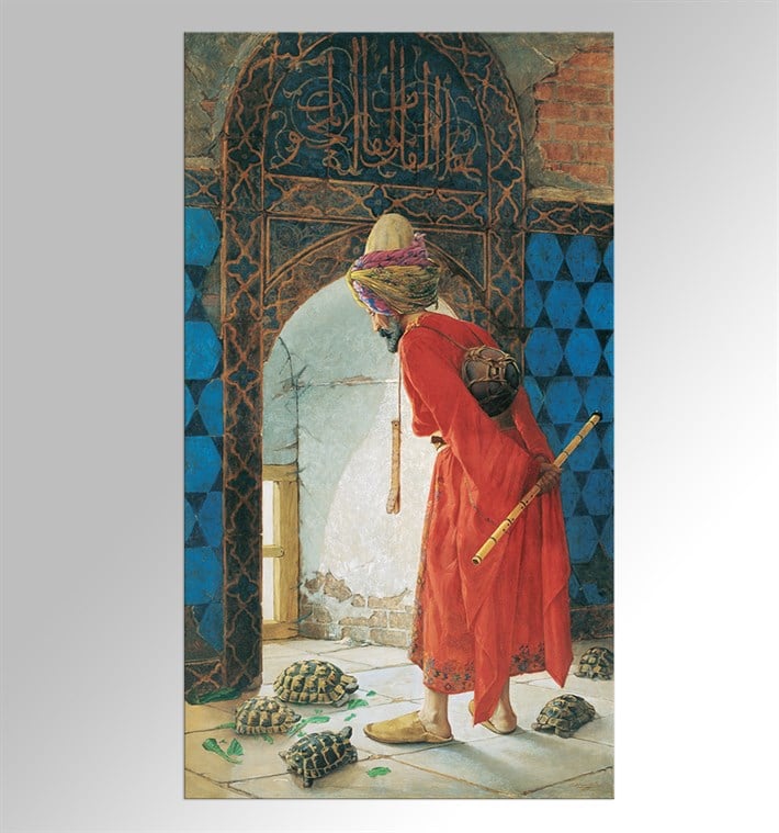 Kaplumbağa Terbiyecisi Osman Hamdi Bey Eseri Kanvas Tablo
