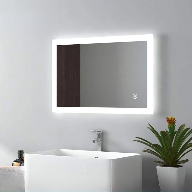 LED Dikdörtgen Banyo Aynası, Ön ve Arka Aydınlatmalı Makyaj Aynası, Ev Dekorasyonu, Kısılabilir Dokunmatik Düğme ve Buğu Önleyici (İsteğe Bağlı/İsteğe Bağlı) Fonksiyonlu Makyaj Aynası, Duvara Monte Akıllı Tıraş Aynası, Çoklu Işık Seçeneği