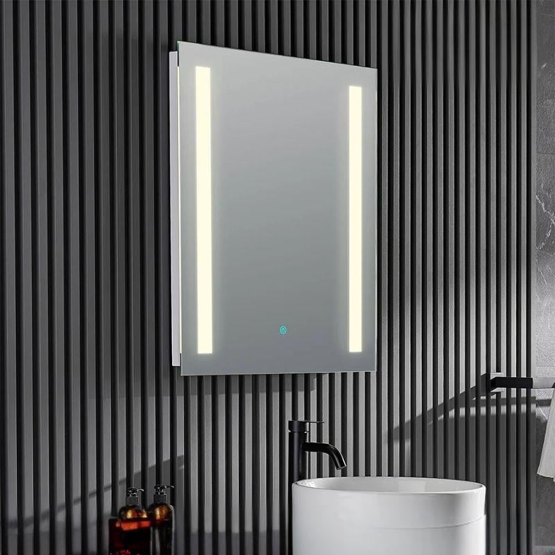 LED Dikdörtgen Banyo Aynası, Ön ve Arka Aydınlatmalı Makyaj Aynası, Ev Dekorasyonu, Kısılabilir Dokunmatik Düğme ve Buğu Önleyici (İsteğe Bağlı/İsteğe Bağlı) Fonksiyonlu Makyaj Aynası, Duvara Monte Akıllı Tıraş Aynası, Çoklu Işık Seçeneği