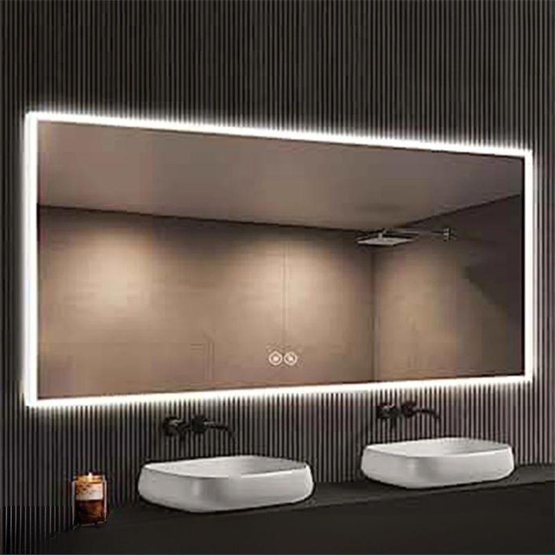LED Dikdörtgen Banyo Aynası, Ön ve Arka Aydınlatmalı Makyaj Aynası, Ev Dekorasyonu, Kısılabilir Dokunmatik Düğme ve Buğu Önleyici (İsteğe Bağlı/İsteğe Bağlı) Fonksiyonlu Makyaj Aynası, Duvara Monte Akıllı Tıraş Aynası, Çoklu Işık Seçeneği