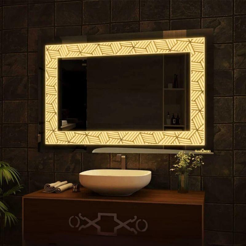 LED Dikdörtgen Banyo Aynası, Ön ve Arka Aydınlatmalı Makyaj Aynası, Ev Dekorasyonu, Kısılabilir Dokunmatik Düğme ve Buğu Önleyici (İsteğe Bağlı/İsteğe Bağlı) Fonksiyonlu Makyaj Aynası, Duvara Monte Akıllı Tıraş Aynası, Çoklu Işık Seçeneği
