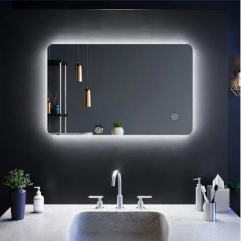 LED Dikdörtgen Banyo Aynası, Ön ve Arka Aydınlatmalı Makyaj Aynası, Ev Dekorasyonu, Kısılabilir Dokunmatik Düğme ve Buğu Önleyici (İsteğe Bağlı/İsteğe Bağlı) Fonksiyonlu Makyaj Aynası, Duvara Monte Akıllı Tıraş Aynası, Çoklu Işık Seçeneği