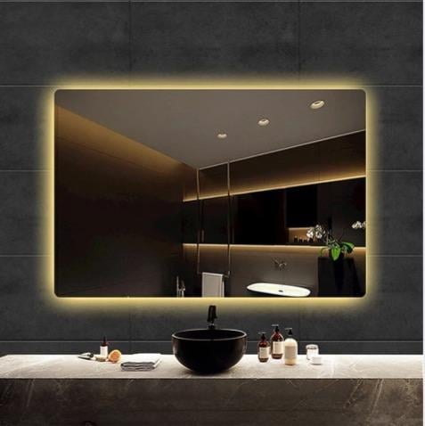 LED Dikdörtgen Banyo Aynası, Ön ve Arka Aydınlatmalı Makyaj Aynası, Ev Dekorasyonu, Kısılabilir Dokunmatik Düğme ve Buğu Önleyici (İsteğe Bağlı/İsteğe Bağlı) Fonksiyonlu Makyaj Aynası, Duvara Monte Akıllı Tıraş Aynası, Çoklu Işık Seçeneği