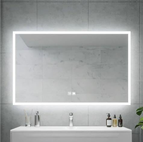 LED Dikdörtgen Banyo Aynası, Ön ve Arka Aydınlatmalı Makyaj Aynası, Ev Dekorasyonu, Kısılabilir Dokunmatik Düğme ve Buğu Önleyici (İsteğe Bağlı/İsteğe Bağlı) Fonksiyonlu Makyaj Aynası, Duvara Monte Akıllı Tıraş Aynası, Çoklu Işık Seçeneği