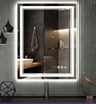 LED Dikdörtgen Banyo Aynası, Ön ve Arka Aydınlatmalı Makyaj Aynası, Kısılabilir Dokunmatik Düğme ve Buğu Önleyici (İsteğe Bağlı/Talep Üzerine) Fonksiyonlu, Duvara Monte Edilebilir Akıllı Tıraş Aynası, Çoklu Işık Seçeneği