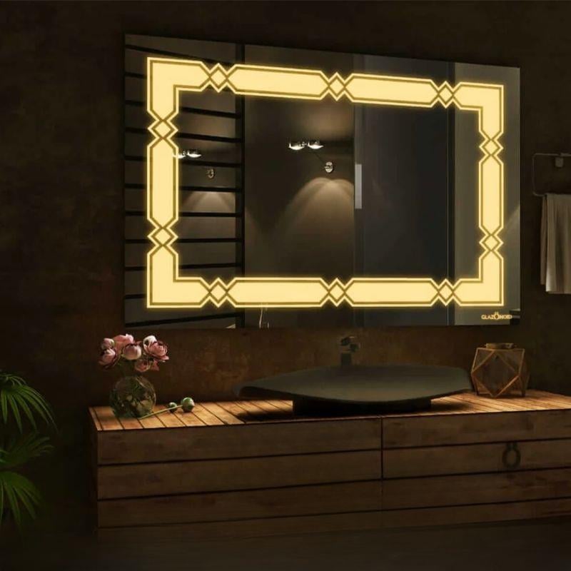 LED Dikdörtgen Banyo Aynası, Ön ve Arka Aydınlatmalı Makyaj Aynası, Ev Dekorasyonu, Kısılabilir Dokunmatik Düğme ve Buğu Önleyici (İsteğe Bağlı/İsteğe Bağlı) Fonksiyonlu Makyaj Aynası, Duvara Monte Akıllı Tıraş Aynası, Çoklu Işık Seçeneği