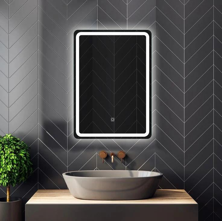 LED Dikdörtgen Banyo Aynası, Ön ve Arka Aydınlatmalı Makyaj Aynası, Kısılabilir Dokunmatik Düğme ve Buğu Önleyici (İsteğe Bağlı/Talep Üzerine) Fonksiyonlu, Duvara Monte Edilebilir Akıllı Tıraş Aynası, Çoklu Işık Seçeneği