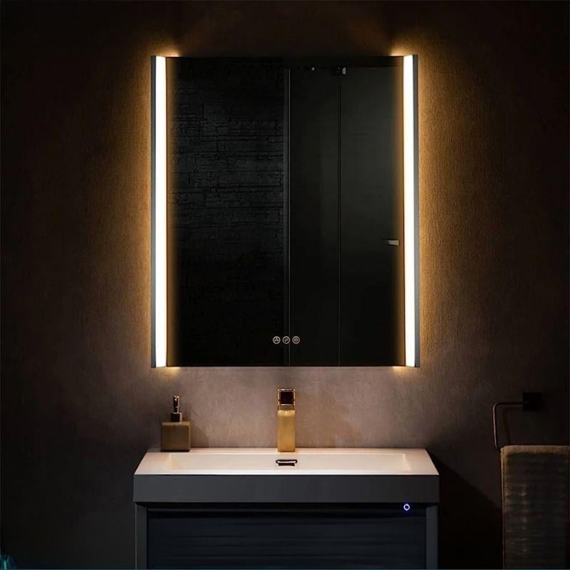 LED Dikdörtgen Banyo Aynası, Ön ve Arka Aydınlatmalı Makyaj Aynası, Ev Dekorasyonu, Kısılabilir Dokunmatik Düğme ve Buğu Önleyici (İsteğe Bağlı/İsteğe Bağlı) Fonksiyonlu Makyaj Aynası, Duvara Monte Akıllı Tıraş Aynası, Çoklu Işık Seçeneği