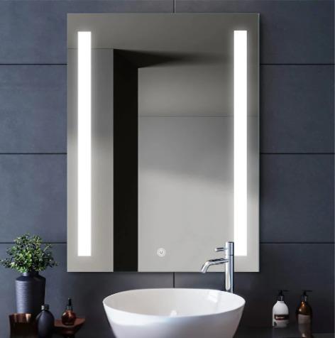 LED Dikdörtgen Banyo Aynası, Ön ve Arka Aydınlatmalı Makyaj Aynası, Ev Dekorasyonu, Kısılabilir Dokunmatik Düğme ve Buğu Önleyici (İsteğe Bağlı/İsteğe Bağlı) Fonksiyonlu Makyaj Aynası, Duvara Monte Akıllı Tıraş Aynası, Çoklu Işık Seçeneği