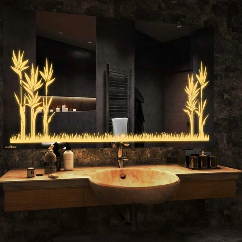 LED Dikdörtgen Banyo Aynası, Ön ve Arka Aydınlatmalı Makyaj Aynası, Ev Dekorasyonu, Kısılabilir Dokunmatik Düğme ve Buğu Önleyici (İsteğe Bağlı/İsteğe Bağlı) Fonksiyonlu Makyaj Aynası, Duvara Monte Akıllı Tıraş Aynası, Çoklu Işık Seçeneği