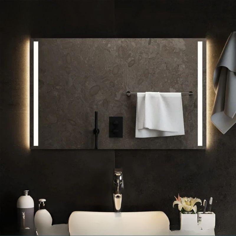 LED Dikdörtgen Banyo Aynası, Ön ve Arka Aydınlatmalı Makyaj Aynası, Ev Dekorasyonu, Kısılabilir Dokunmatik Düğme ve Buğu Önleyici (İsteğe Bağlı/İsteğe Bağlı) Fonksiyonlu Makyaj Aynası, Duvara Monte Akıllı Tıraş Aynası, Çoklu Işık Seçeneği