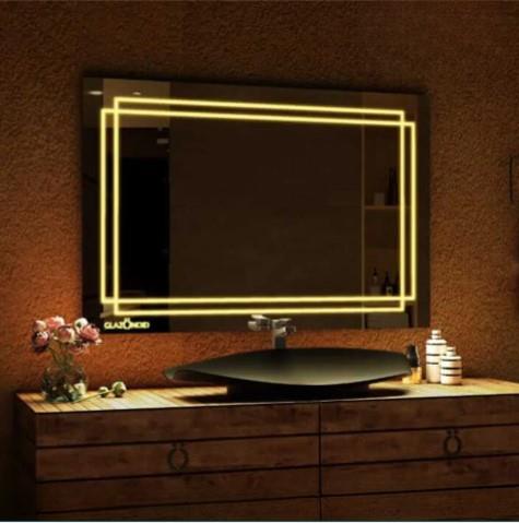 LED Dikdörtgen Banyo Aynası, Ön ve Arka Aydınlatmalı Makyaj Aynası, Ev Dekorasyonu, Kısılabilir Dokunmatik Düğme ve Buğu Önleyici (İsteğe Bağlı/İsteğe Bağlı) Fonksiyonlu Makyaj Aynası, Duvara Monte Akıllı Tıraş Aynası, Çoklu Işık Seçeneği