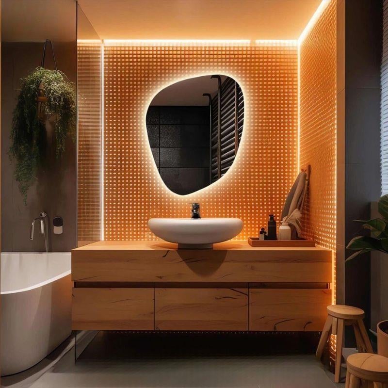 LED Işıklı Düzensiz Ayna, Buğu Önleyici Ayna, Arkadan Aydınlatmalı Ayna, LED Banyo Aynası, Aydınlatmalı Makyaj Aynası, Boy Aynası, Yatak Odası Aynası