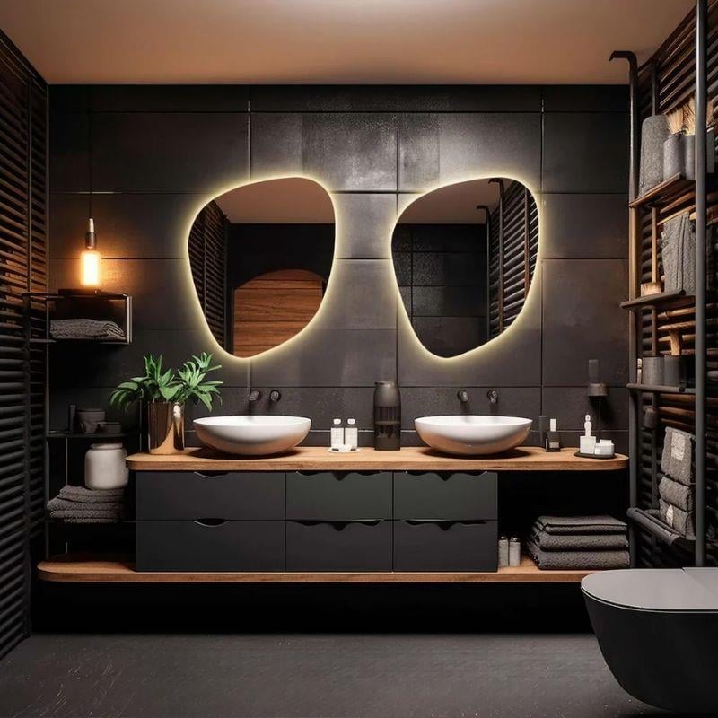 LED Işıklı Düzensiz Ayna, Buğu Önleyici Ayna, Arkadan Aydınlatmalı Ayna, LED Banyo Aynası, Aydınlatmalı Makyaj Aynası, Boy Aynası, Yatak Odası Aynası