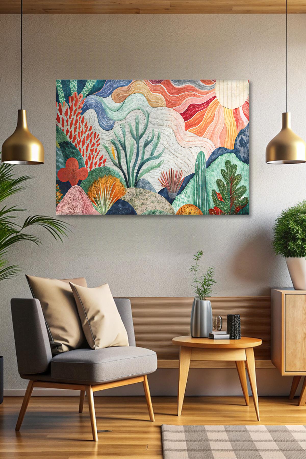 Modern Soyut Sanat Renkli Kanvas Tablo - Duvar Tablosu - Canvas Tablo - Duvar Dekoru