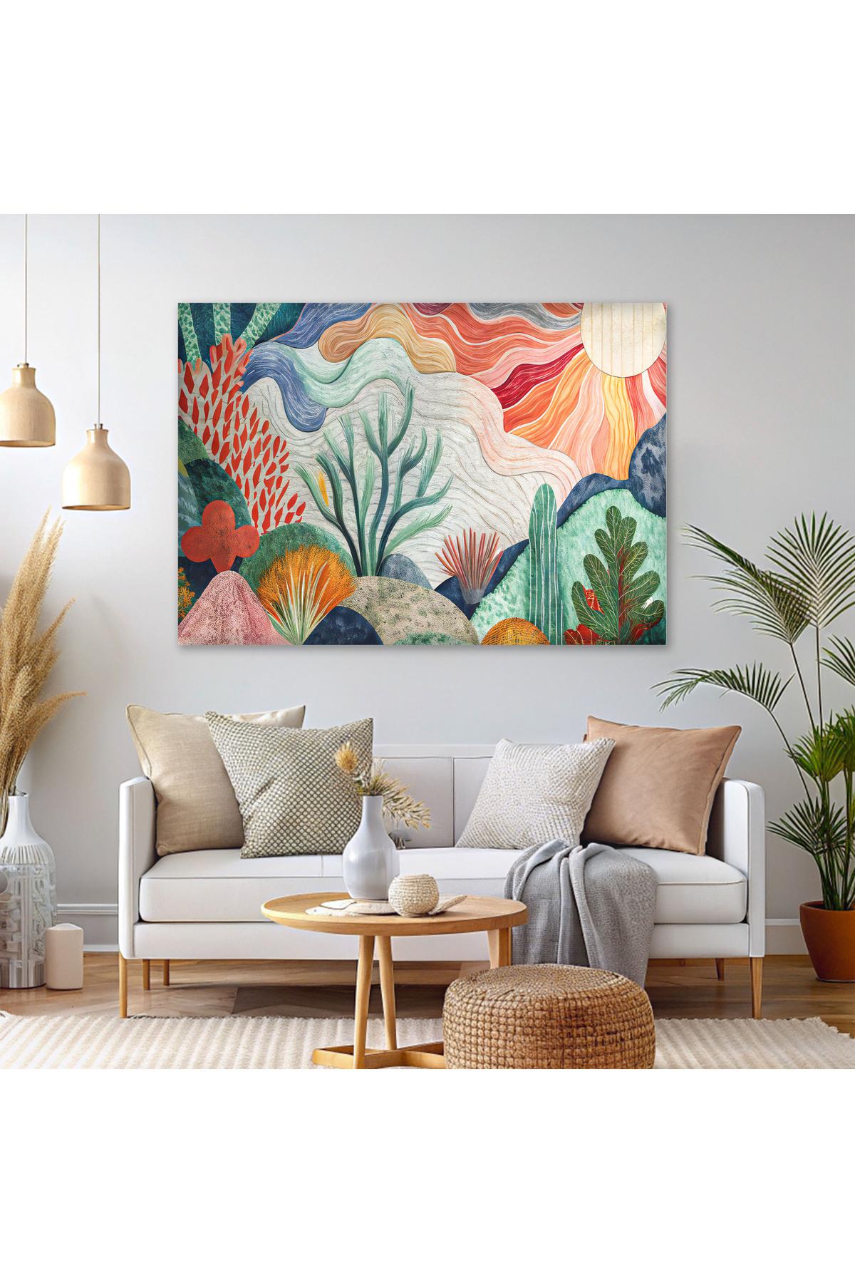 Modern Soyut Sanat Renkli Kanvas Tablo - Duvar Tablosu - Canvas Tablo - Duvar Dekoru