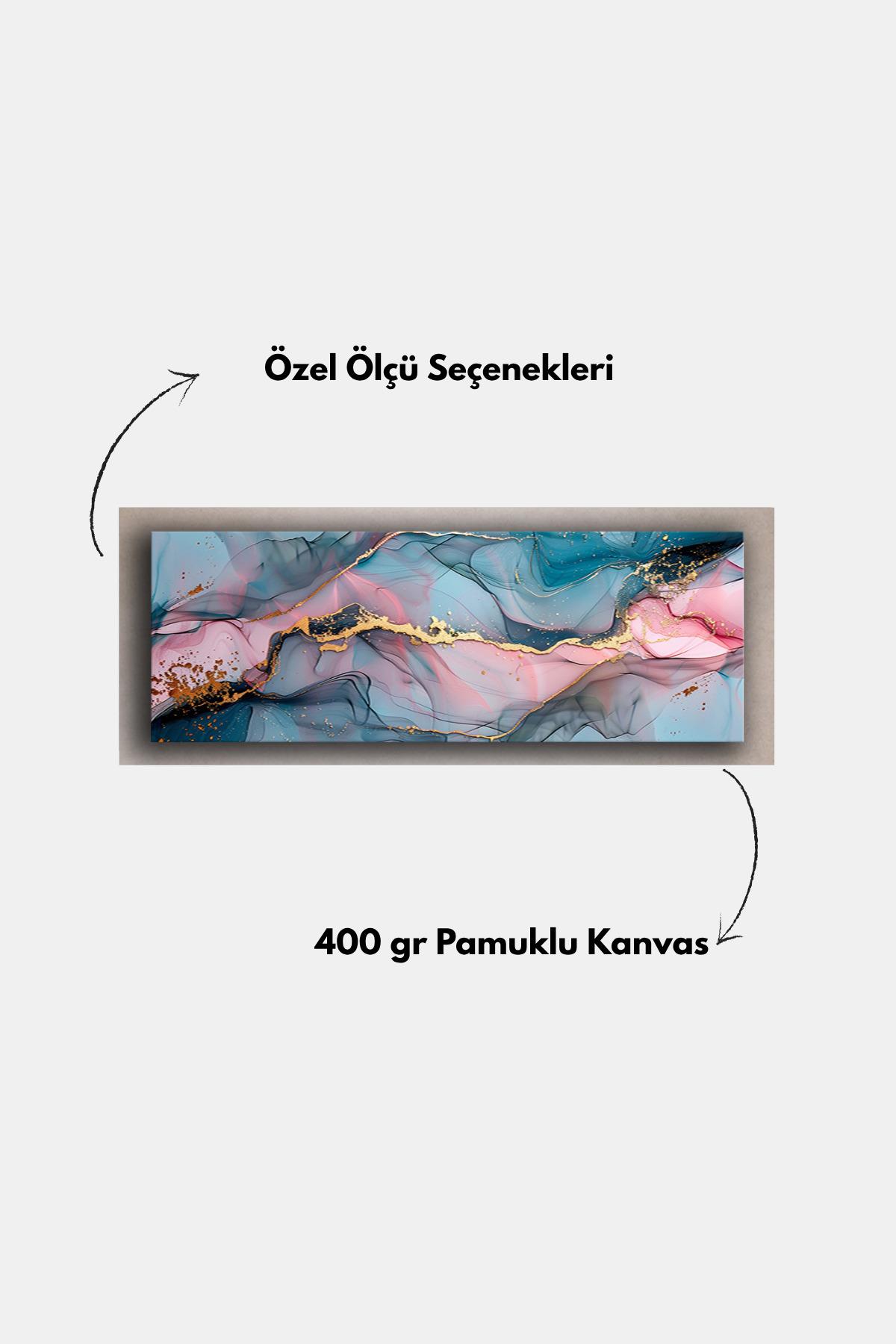 Panoramik Tablo Soyut Dalga Detay Çerçeveli Dekoratif Duvar Tablosu