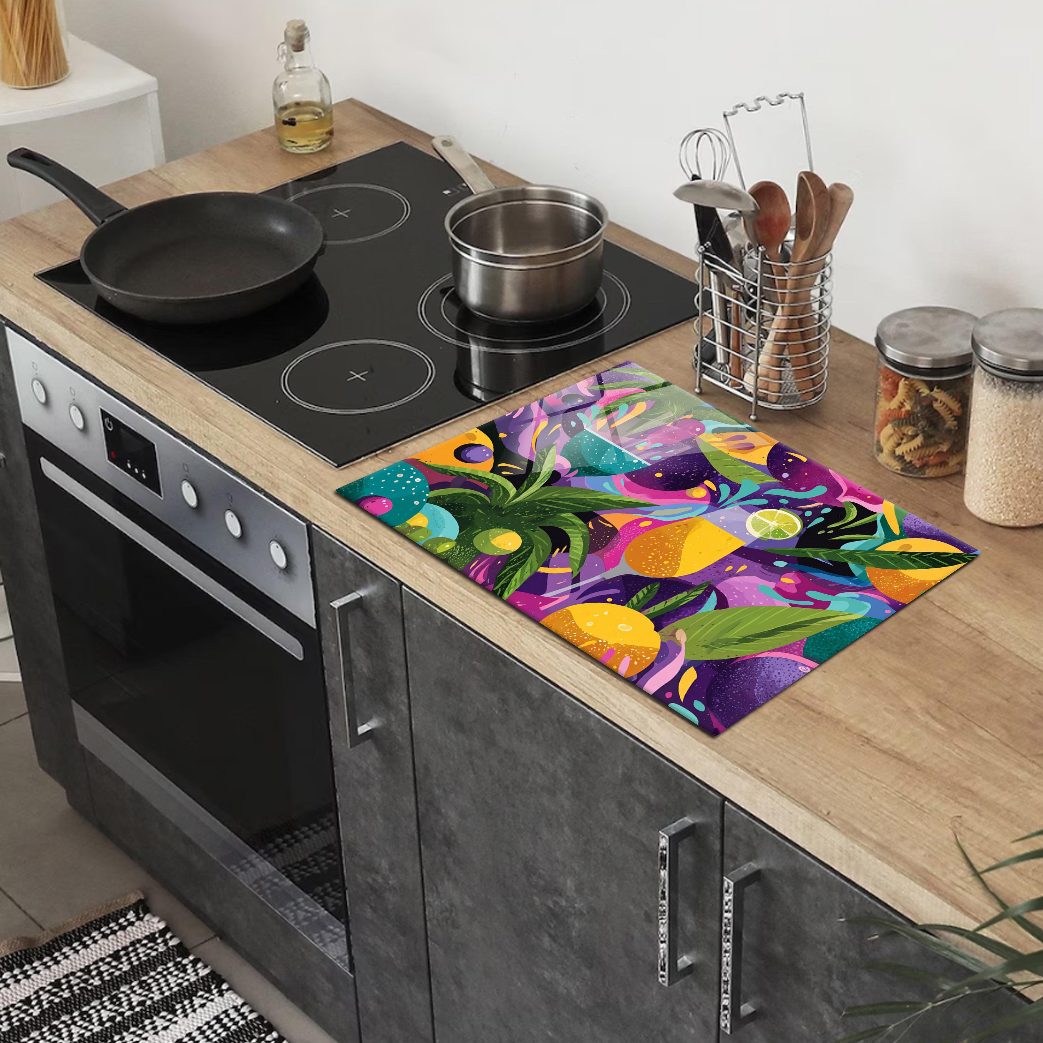 Renkli Kokteyl ve Tropikal Desenli Temperli Cam Kesme Tahtası 20x30 cm | Hijyenik ve Dayanıklı