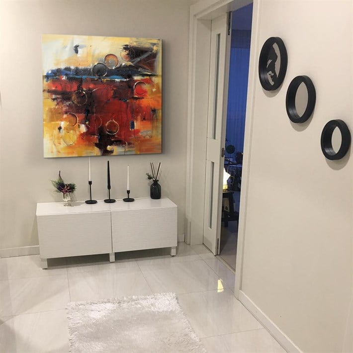 Sanatsal Sıcak Renklerde Kanvas Tablo